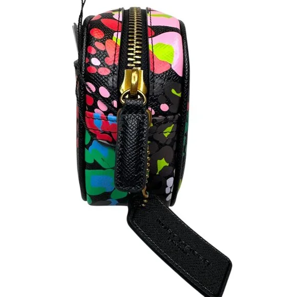 Kurt Geiger London Hampstead camera bag in a black leather and multi-color